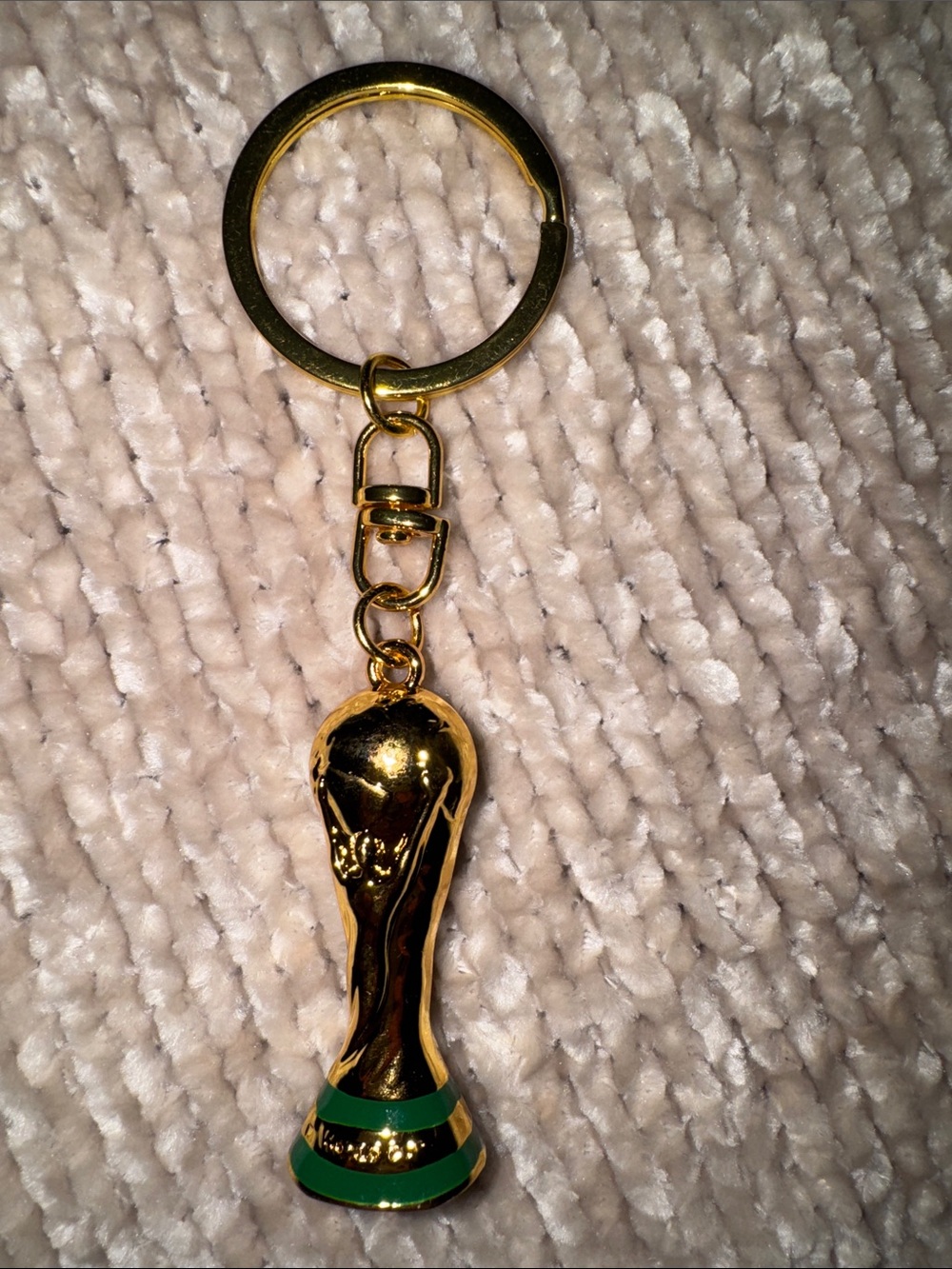 World Cup Trophy Keychain Bag Charm with Green Accent NWOT